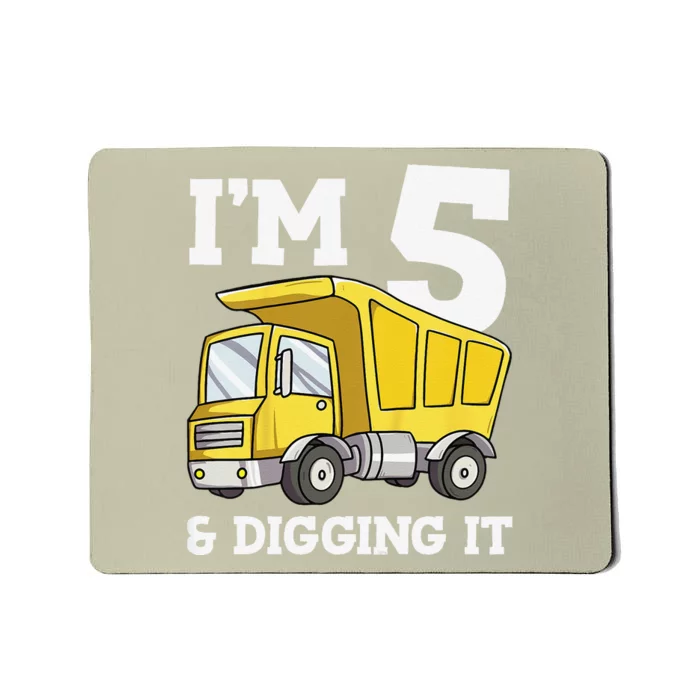 Funny Birthday 5 Five Construction Truck Party 5th Birthday Gift Mousepad