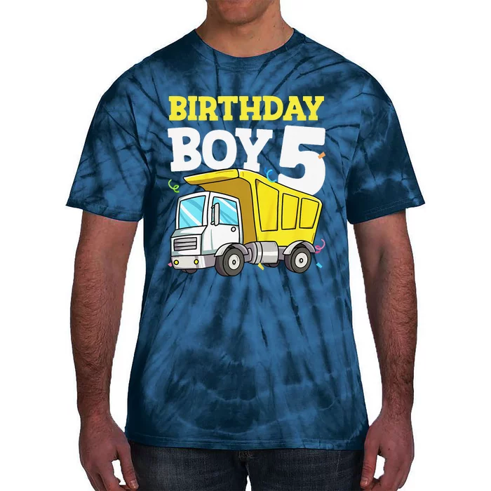 Funny Birthday 5 Five Construction Truck Party 5th Birthday Tie-Dye T-Shirt