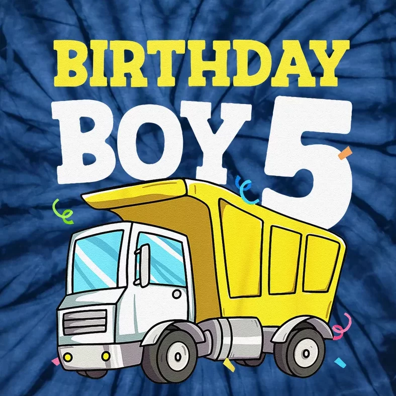 Funny Birthday 5 Five Construction Truck Party 5th Birthday Tie-Dye T-Shirt