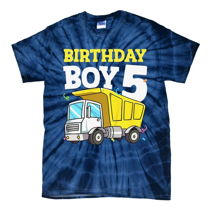 Funny Birthday 5 Five Construction Truck Party 5th Birthday Tie-Dye T-Shirt