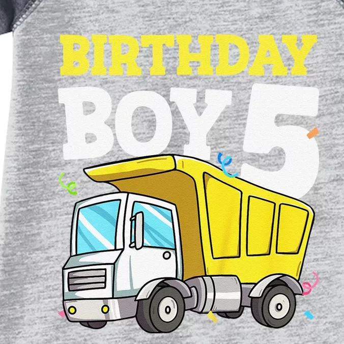 Funny Birthday 5 Five Construction Truck Party 5th Birthday Infant Baby Jersey Bodysuit