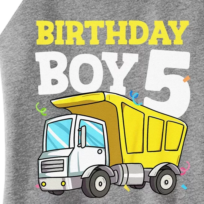 Funny Birthday 5 Five Construction Truck Party 5th Birthday Women’s Perfect Tri Rocker Tank