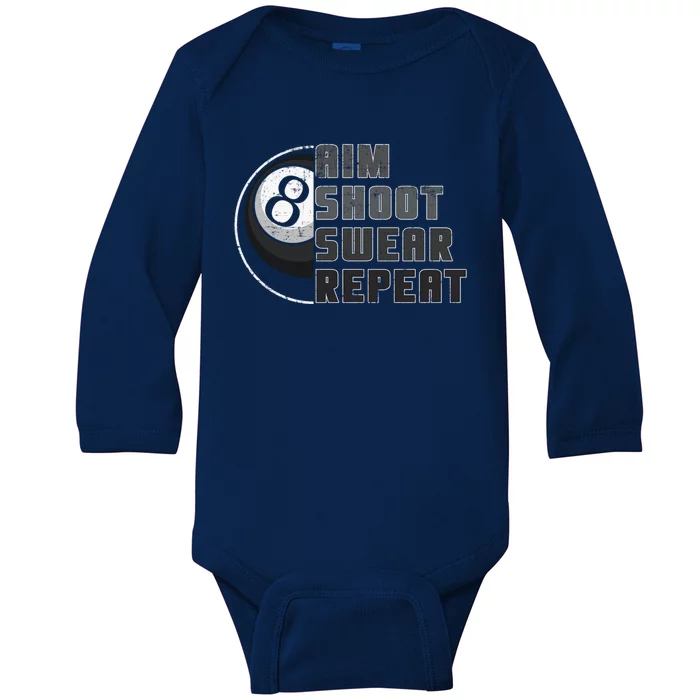 Funny Billiards 8ball Pool Player Cool Gift Baby Long Sleeve Bodysuit