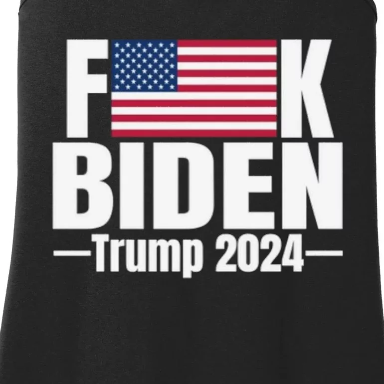 Fuck Biden American Flag Trump 2024 Ladies Essential Tank