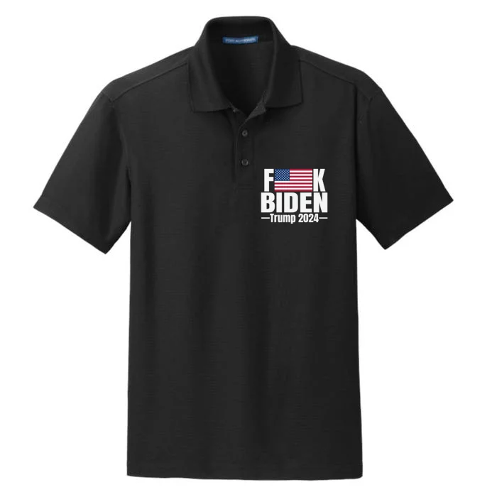 Fuck Biden American Flag Trump 2024 Dry Zone Grid Performance Polo