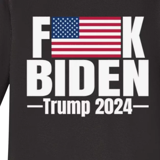 Fuck Biden American Flag Trump 2024 Baby Long Sleeve Bodysuit