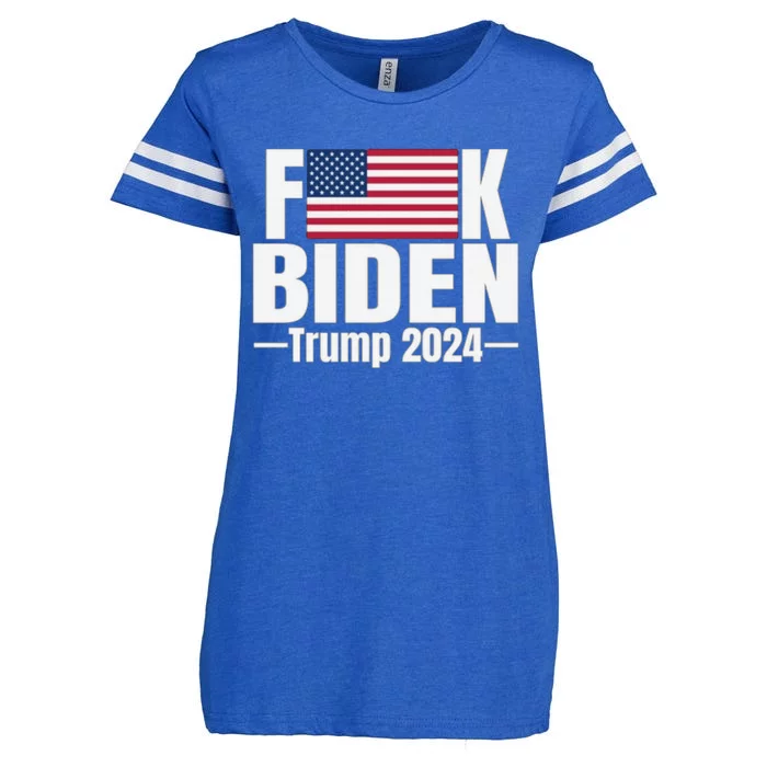 Fuck Biden American Flag Trump 2024 Enza Ladies Jersey Football T-Shirt