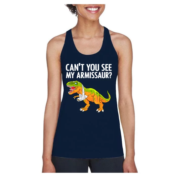 Funny Broken Arm For Boy Hand Wrist Injury Dinosaur Women's Racerback Tank