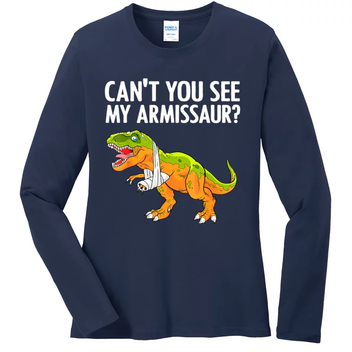 Funny Broken Arm For Boy Hand Wrist Injury Dinosaur Ladies Long Sleeve Shirt