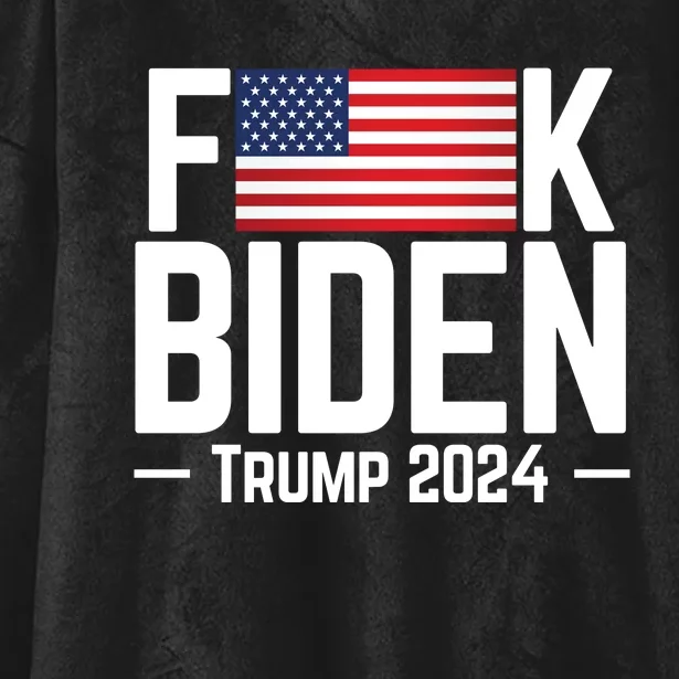 Fuck Biden American Flag Trump 2024 Shirt Hooded Wearable Blanket