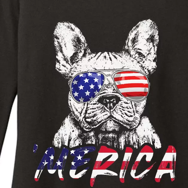 French Bulldog American USA Flag Merica 4th Of July Frenchie Womens CVC Long Sleeve Shirt