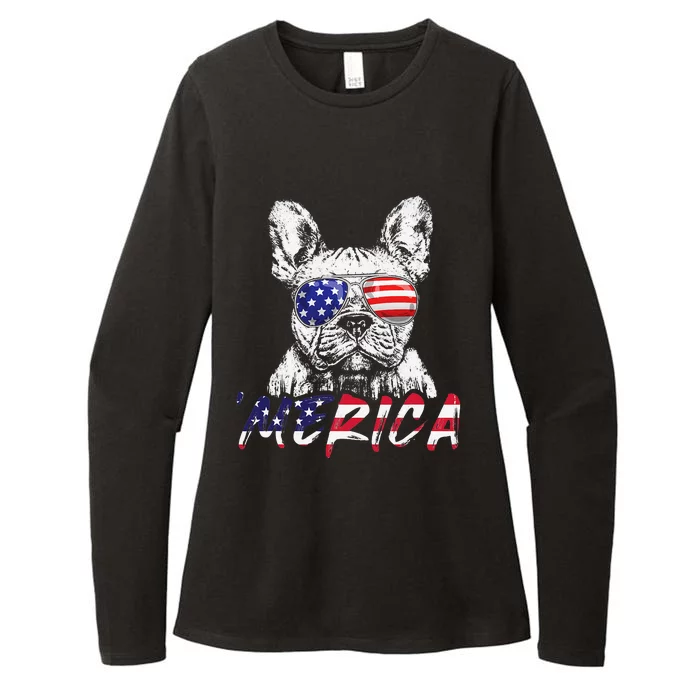 French Bulldog American USA Flag Merica 4th Of July Frenchie Womens CVC Long Sleeve Shirt