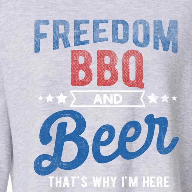 Freedom Bbq And Beer Thats Why In Here Cute Gift Cropped Pullover Crew