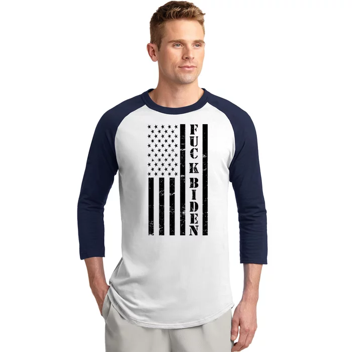 Fuck Biden American Flag Baseball Sleeve Shirt