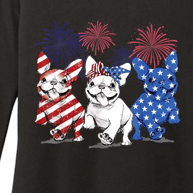 French Bulldog American Flag Frenchie 4th Of July Firework Womens CVC Long Sleeve Shirt