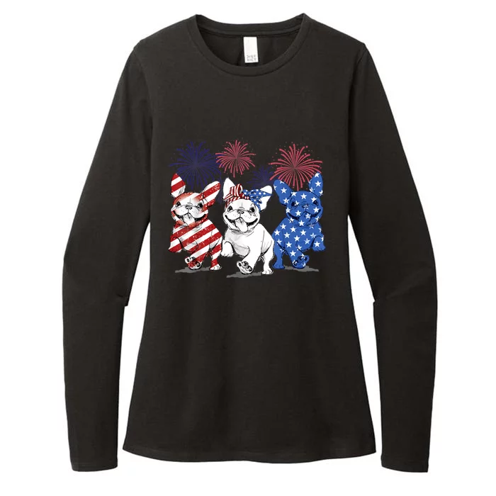 French Bulldog American Flag Frenchie 4th Of July Firework Womens CVC Long Sleeve Shirt