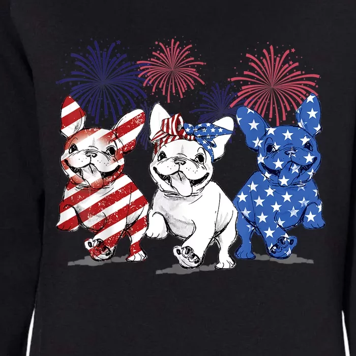 French Bulldog American Flag Frenchie 4th Of July Firework Womens California Wash Sweatshirt