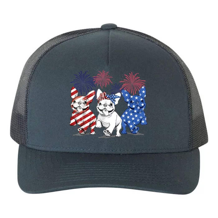 French Bulldog American Flag Frenchie 4th Of July Firework Yupoong Adult 5-Panel Trucker Hat