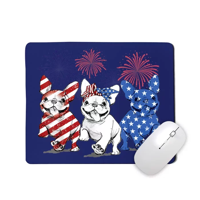 French Bulldog American Flag Frenchie 4th Of July Firework Mousepad