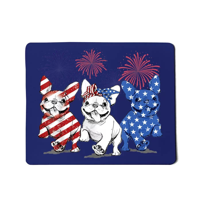 French Bulldog American Flag Frenchie 4th Of July Firework Mousepad