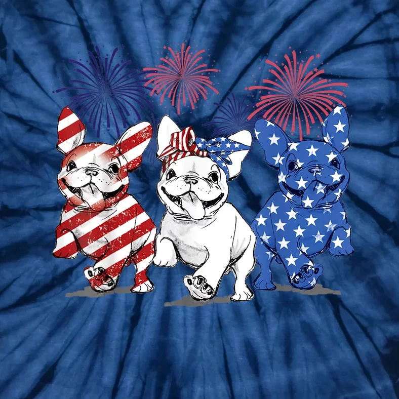 French Bulldog American Flag Frenchie 4th Of July Firework Tie-Dye T-Shirt