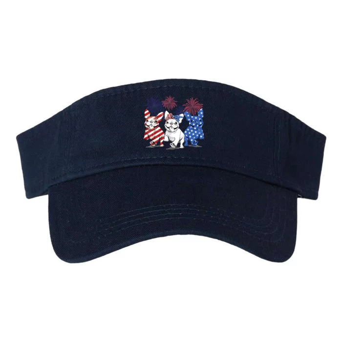 French Bulldog American Flag Frenchie 4th Of July Firework Valucap Bio-Washed Visor