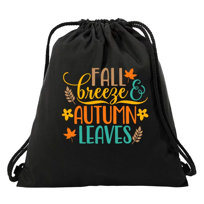 Fall Breeze Autumn Leaves Drawstring Bag