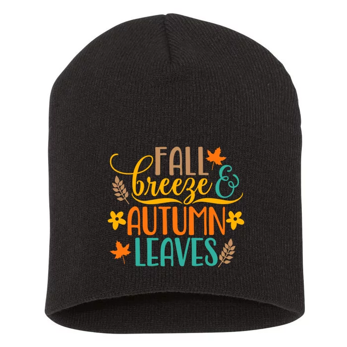 Fall Breeze Autumn Leaves Short Acrylic Beanie