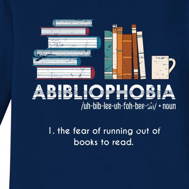 Funny Bookworm Abibiliophobia Librarian Book Nerd Reading Gift Baby Long Sleeve Bodysuit