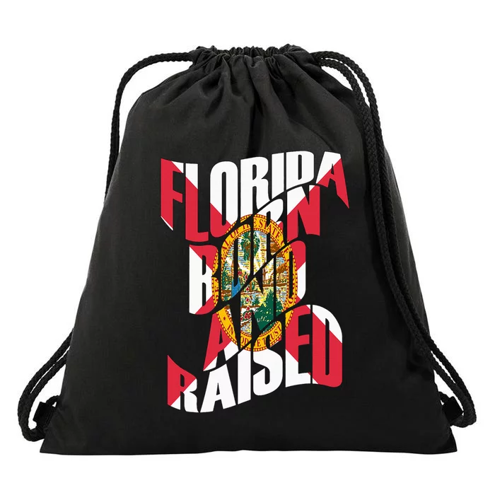 Florida Born And Raised Florida State Flag Drawstring Bag