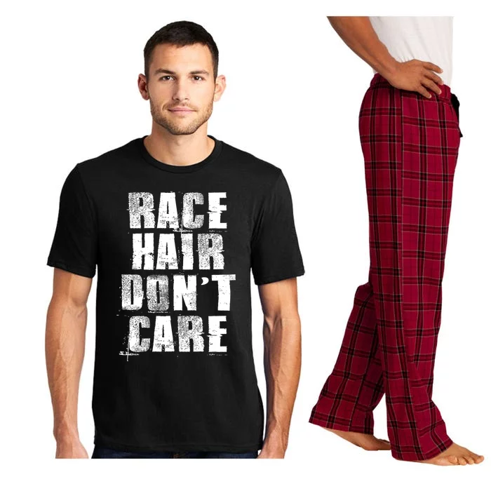 Funny Biker And Car Racing And Race Hair Don't Care Gift Pajama Set