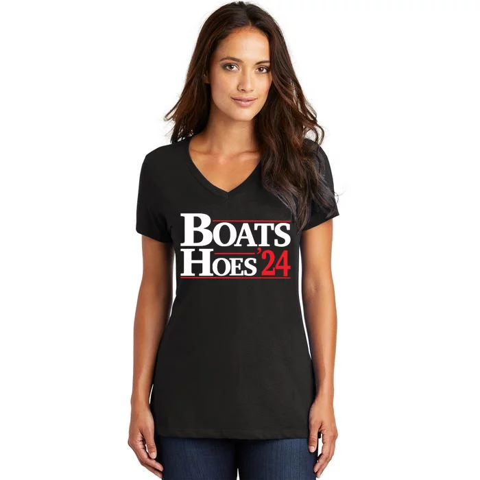 Funny Boats And Hoes 2024 Election Day Women's V-Neck T-Shirt