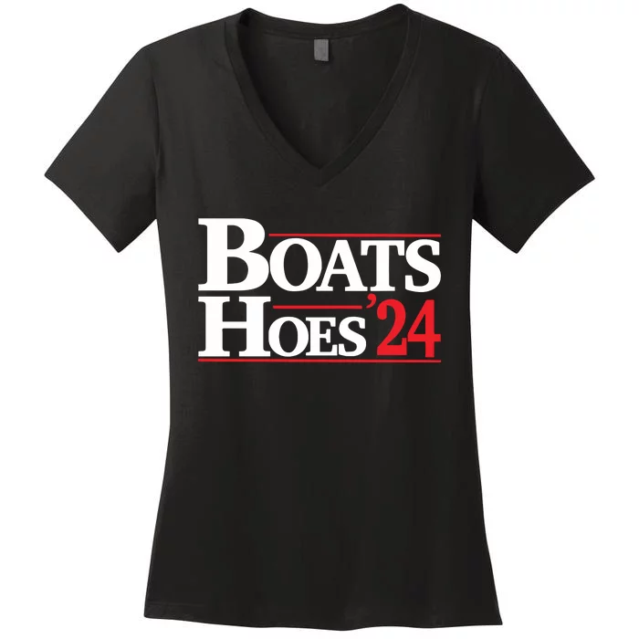 Funny Boats And Hoes 2024 Election Day Women's V-Neck T-Shirt