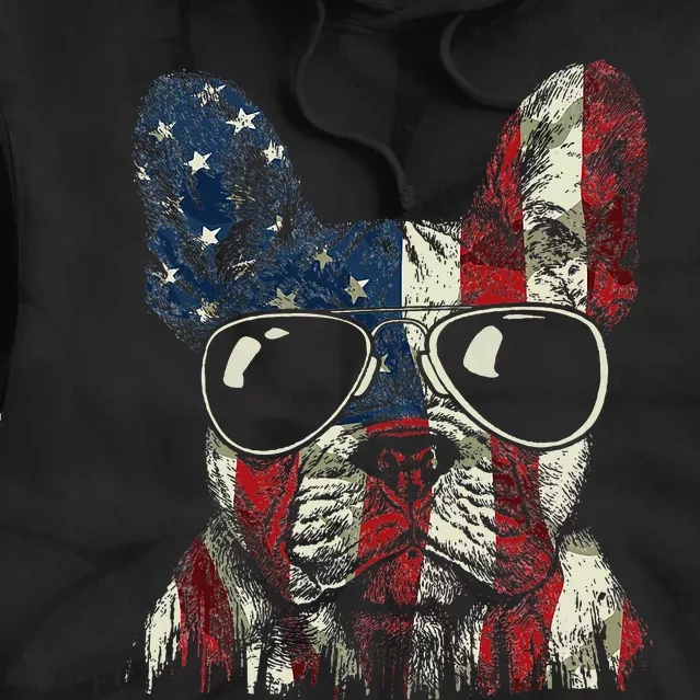 French Bulldog American USA Flag 4th Of July Frenchie Tie Dye Hoodie