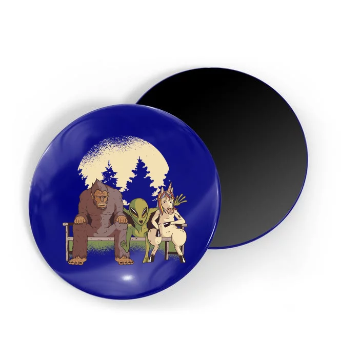 Funny Bigfoot Alien And Unicorn Gift Magnet