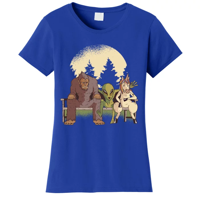 Funny Bigfoot Alien And Unicorn Gift Women's T-Shirt