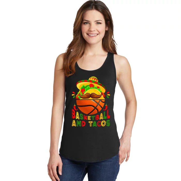 Funny Basketball And Tacos Sports Lovers Cinco De Mayo Ladies Essential Tank