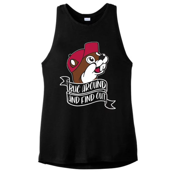 Funny Buc Around And Find Out Ladies Tri-Blend Wicking Tank