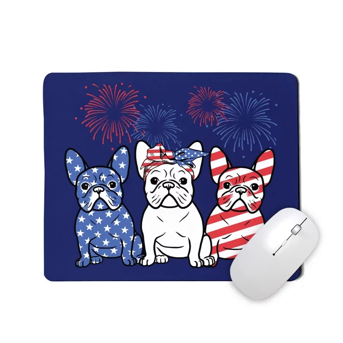 French Bulldog American Flag 4th Of July Independence Day Mousepad