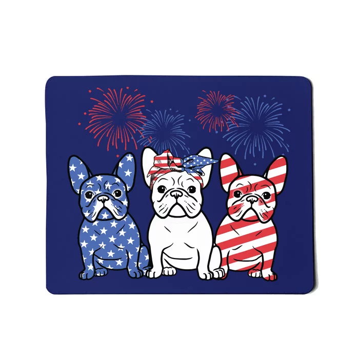 French Bulldog American Flag 4th Of July Independence Day Mousepad