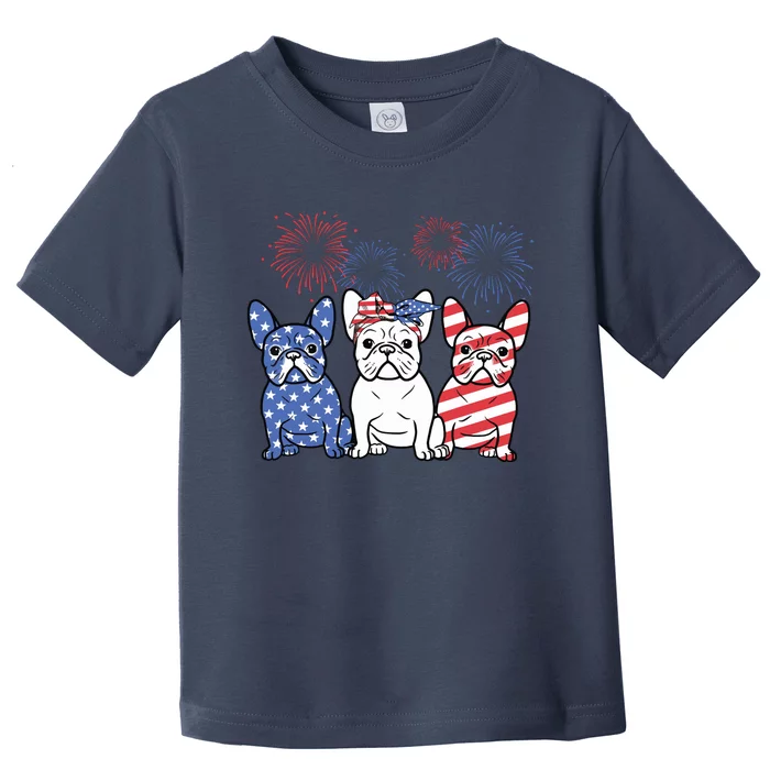 French Bulldog American Flag 4th Of July Independence Day Toddler T-Shirt