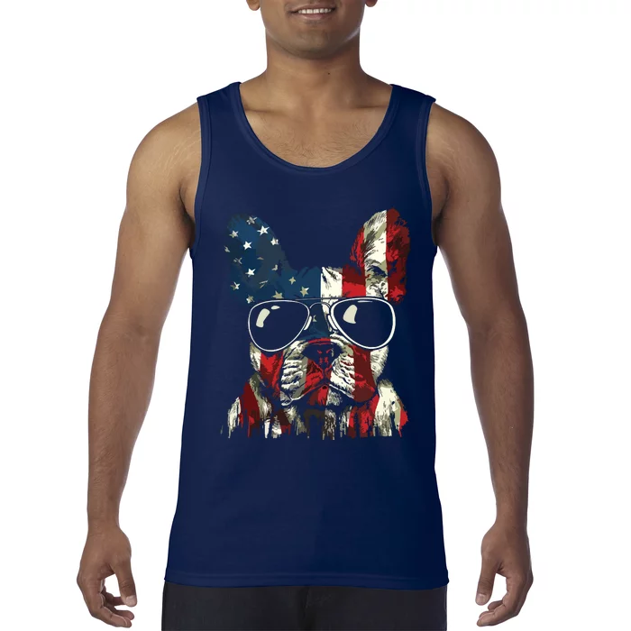 French Bulldog American USA Flag 4th Of July Frenchie Tank Top