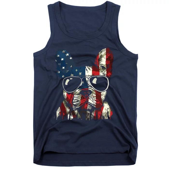 French Bulldog American USA Flag 4th Of July Frenchie Tank Top