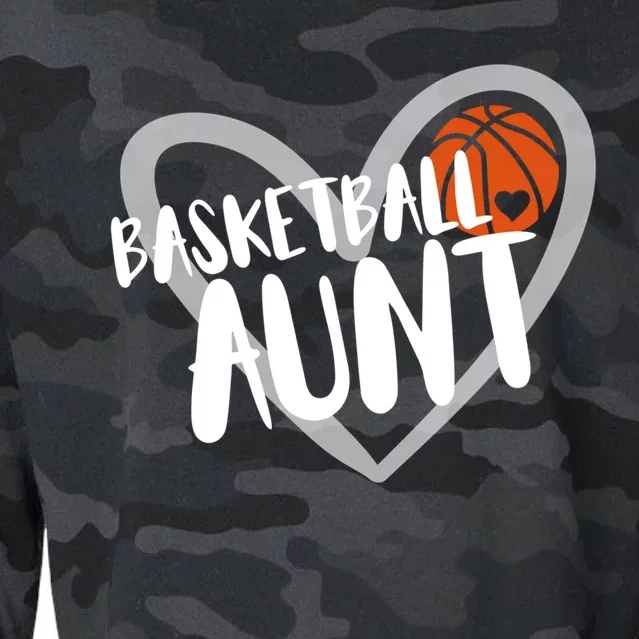 Funny Basketball Aunt Heart Gift Cropped Pullover Crew