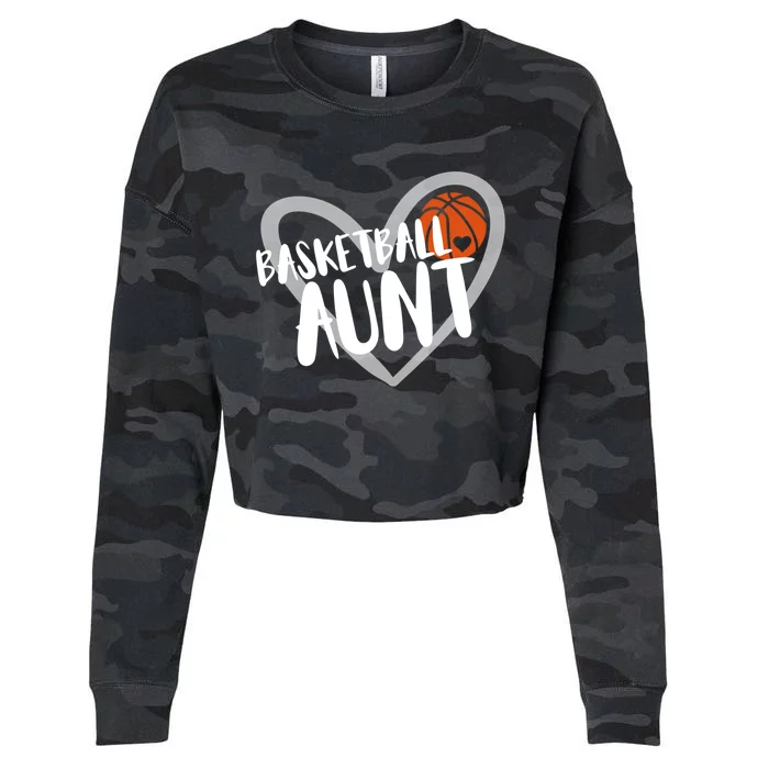 Funny Basketball Aunt Heart Gift Cropped Pullover Crew