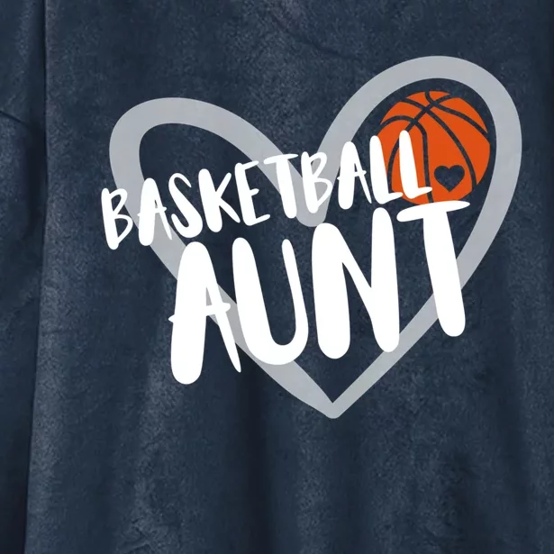 Funny Basketball Aunt Heart Gift Hooded Wearable Blanket