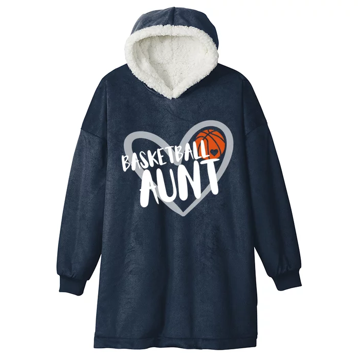 Funny Basketball Aunt Heart Gift Hooded Wearable Blanket