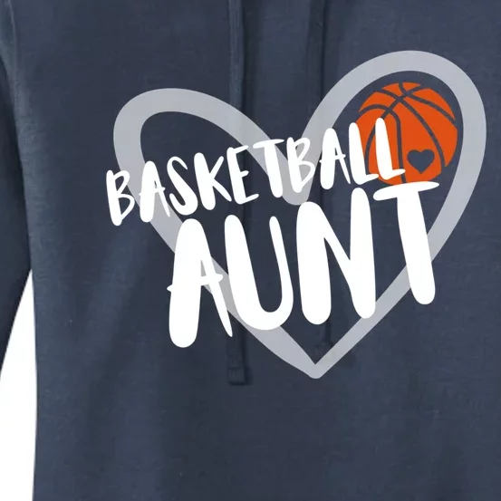 Funny Basketball Aunt Heart Gift Women's Pullover Hoodie