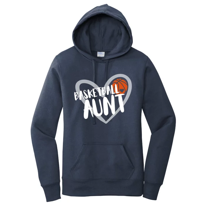 Funny Basketball Aunt Heart Gift Women's Pullover Hoodie