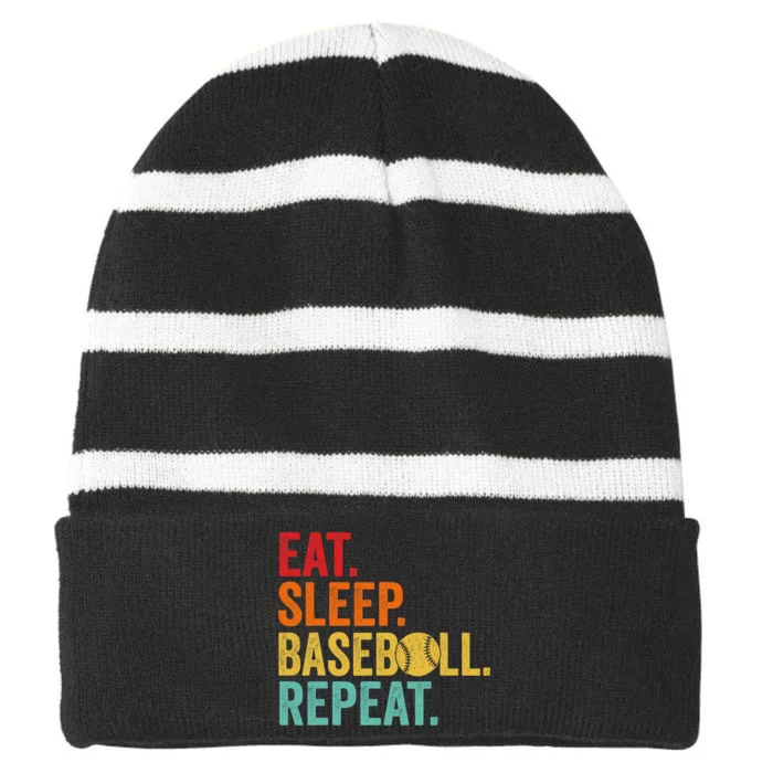 Funny Baseball Art Baseball Players Striped Beanie with Solid Band